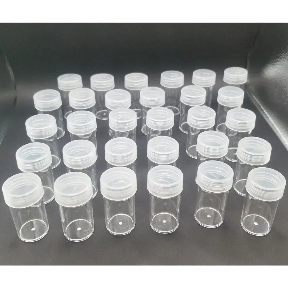 30 Bottle JARS Plastic Container Craft Organizing Hobby Pill Clear Screw lids 2